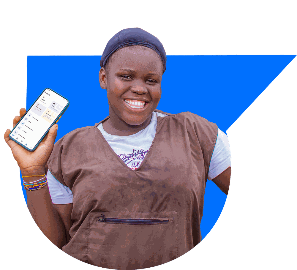 An Uzobest agent showing the app on her phone